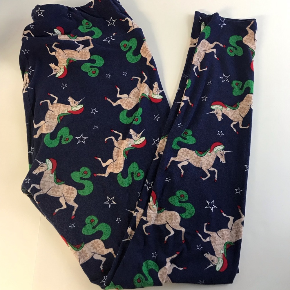 LuLaRoe Christmas leggings Unicorn Santa Size TC